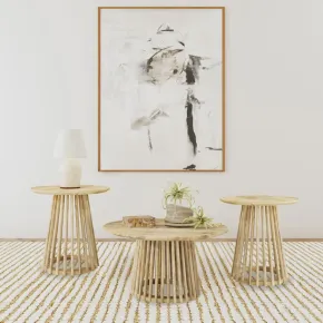 Coaster Fine Furniture 710608-S3 Touhy - 3 Piece Round Coffee And End Table Set - Natural Mango