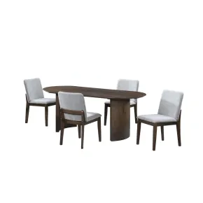 New Classic 40-D3434-OT4S New Classic 40-D3434-OT4S Kody - 79" Oval Fixed-Top Dining Table With 4 Chairs - Brown / Stone Gray