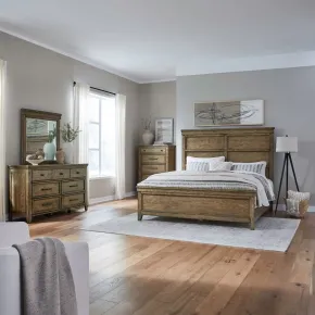 Liberty Furniture 930-BR-KPBDMC Liberty Furniture 930-BR-KPBDMC Carolina Park - 4 Piece Bedroom Set (King Panel Bed, Dresser & Mirror, Chest) - Amber Brown