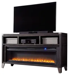 Ashley Furniture W901W1 Todoe - 2 Pc. - 65" TV Stand With Wide Fireplace Insert - Gray
