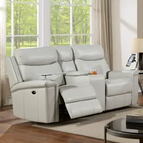 Furniture of America CM6252LG-LV-PM Florine - Power Loveseat - Light Gray