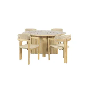 New Classic 60-G6201-D4C Sedona - 5 Piece Round Patio Dining Table With 4 Patio Chairs - Natural