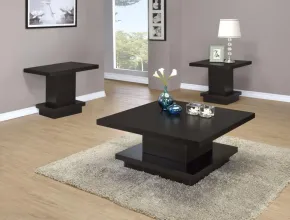 Coaster Fine Furniture 705168-S3 Reston - 3 Piece Square Coffee And End Table Set - Cappuccino