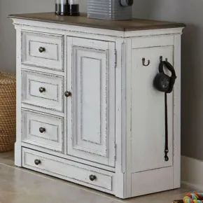 Liberty Furniture 244-PF1000 Magnolia Manor - Pet Feeder Cabinet - Antique White