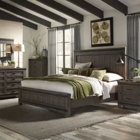 Liberty Furniture 759-BR-CPBDMCN Liberty Furniture 759-BR-CPBDMCN Thornwood Hills - 5 Piece Bedroom Set (California King Panel Bed, Dresser & Mirror, Chest, Nightstand) - Rock Beaten Brown