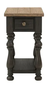 Riverside Furniture 32312 Riverside Furniture 32312 Barrington - 2 Tone Chairside Table - Antique Oak / Matte Black