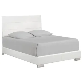 CoasterEssence 203501KW Felicity - Wood California King Panel Bed - White High Gloss