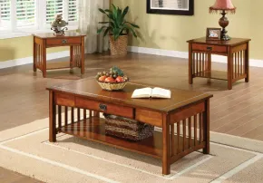Furniture of America CM4245-3PK Seville - 3 Piece Table Set - Antique Oak