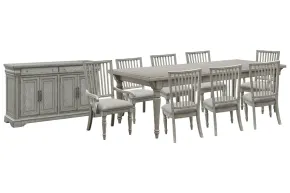 Pulaski Furniture P091240-KIT42 Pulaski Furniture P091240-KIT42 Madison Ridge - Extendable Leg Dining Table With 6 Side Chairs, 2 Arm Chairs And Server - Bluff Gray
