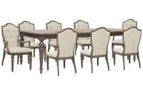 Pulaski Furniture P412240-KIT33 Pulaski Furniture P412240-KIT33 Saddle Creek - Extendable Leg Dining Table With 6 Upholstered Side Chairs And 2 Arms Chairs - Timber Brown