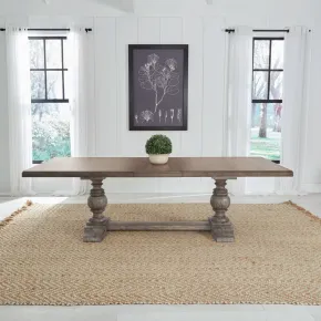 Liberty Furniture 237G-DR-TRS River Place - Trestle Table - Riverstone Gray & Tobacco