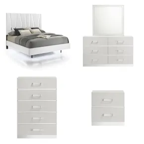 New Classic 00-1840-35C New Classic 00-1840-35C Europa - 5/0 Queen 5 Piece Bedroom Set (Bed, Dresser, Mirror, Chest, Nightstand) - White