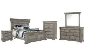 Pulaski Furniture P091-BR-K3-KIT5 Pulaski Furniture P091-BR-K3-KIT5 Madison Ridge - King Panel Bed, 2 Nightstands, Drawer Dresser With Framed Mirror And Drawer Chest - Heritage Taupe