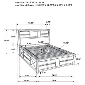 CoasterEssence 202701KE Briana - Wood Eastern King Storage Bookcase Bed - Black