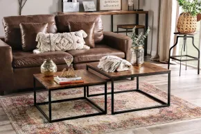 Furniture of America FOA51026 Larkspur - 2 Piece Table Set - Natural Tone / Black