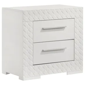 Coaster Fine Furniture 224942 Ives - 2-Drawer Nightstand Bedside Table - White High Gloss
