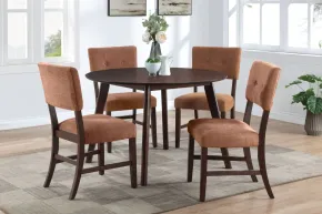 New Classic 40-D5348-DBR4C New Classic 40-D5348-DBR4C Tioga - 47" Round Dining Table & 4 Chairs - Brown