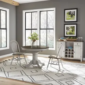 Liberty Furniture 186W-CD-3PDS Liberty Furniture 186W-CD-3PDS Carolina Crossing - 3 Piece Pedestal Table Set - White / Antique Honey
