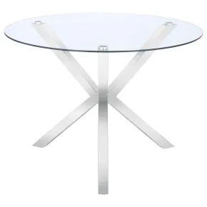 CoasterEveryday 120760 Vance - Round Glass Top Asterisk Dining Table - Chrome