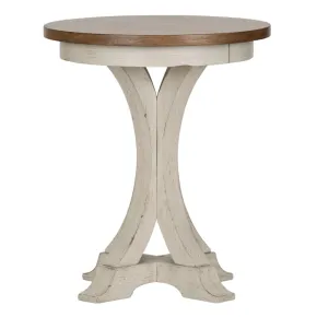 Liberty Furniture 652-OT1021 Farmhouse Reimagined - Round Chair Side Table - Antique White / Chestnut Tops