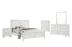 New Classic 02-044W-25C New Classic 02-044W-25C Tamarack - Western King 5 Piece Bedroom Set (Bed, Dresser, Mirror, Nighstand, Chest) - White
