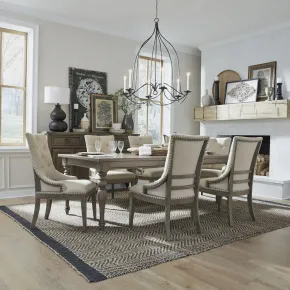 Liberty Furniture 615-DR-7LGS Americana Farmhouse - 7 Piece Leg Table Set - Dusty Taupe