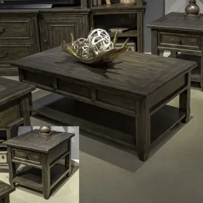 Liberty Furniture 297-OT-O3PCS Paradise Valley - 3 Piece Table Set (Lift Top Cocktail Table) - Saddle Brown