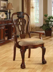 Furniture of America CM3222AC-2PK George Town - Arm Chair (Set of 2) - Cherry / Beige