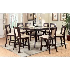Furniture of America CM3984PT Brent - Counter Height Table With Insert - Dark Cherry / Ivory