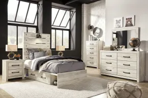 Ashley Furniture B192/31/36/46/53/52/150/B100-11 Ashley Furniture B192/31/36/46/53/52/150/B100-11 Cambeck - 7 Pc. - Dresser, Mirror, Chest, Twin Panel Bed with Side Storage Drawers - Whitewash