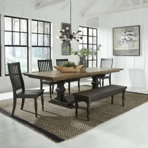 Liberty Furniture 879-DR-6TRS Harvest Home - 6 Piece Trestle Table Set - Black