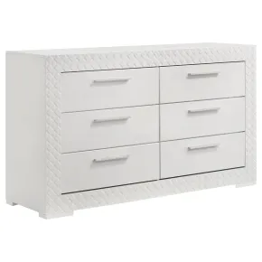 Coaster Fine Furniture 224943 Ives - 6-Drawer Dresser Cabinet - White High Gloss