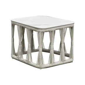 Intercon AX-TA-2020-WHT-C Intercon AX-TA-2020-WHT-C Alexa - Outdoor Seating Side Table With Stone Top - White