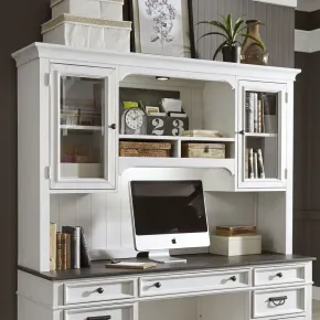 Liberty Furniture 417-HO132 Allyson Park - Jr Executive Credenza Hutch - Wirebrushed White / Charcoal