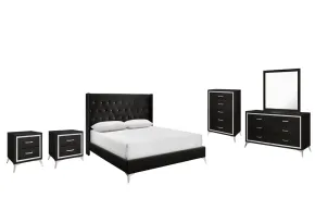 New Classic 00-3365-16N New Classic 00-3365-16N Huxley - 6/6 Eastern King 6 Piece Bedroom Set (Bed & Dresser & Mirror & Chest & 2 Nightstands) - Black