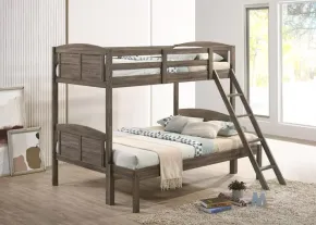 Coaster Fine Furniture 400809-SM Flynn - Wood Twin Over Full Bunk Bed With Mattress - Weathered Brown