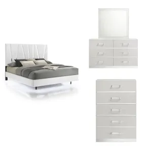 New Classic 00-1840-24C New Classic 00-1840-24C Europa - 6/0 Western King 4 Piece Bedroom Set (Bed & Dresser & Mirror & Chest) - White