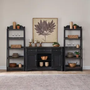 Liberty Furniture 244B-CD-3PCS Liberty Furniture 244B-CD-3PCS Magnolia Manor - 3 Piece Home Office Set (2 Leaning Pier Bookcase 1 Server) - Weathered Bark & Antique Black