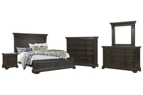 Pulaski Furniture P012-BR-K4-KIT6 Pulaski Furniture P012-BR-K4-KIT6 Caldwell - King Storage Bed, 2 Nightstands, Drawer Dresser With Mirror And Master Chest - Smoked Molasses
