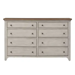 Liberty Furniture 652-BR31 Farmhouse Reimagined - 8 Drawer Dresser - Antique White / Chestnut Tops