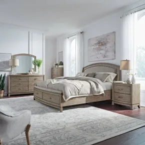Liberty Furniture 805-BR-CKUSDMCN Liberty Furniture 805-BR-CKUSDMCN Avalon - 5 Piece Bedroom Set (California King Upholstered Storage Bed, Dresser & Mirror, Chest, Night Stand) - Burnished Beige
