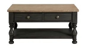 Riverside Furniture 32302 Barrington - 2 Tone Rectangular Cocktail Table - Antique Oak / Matte Black