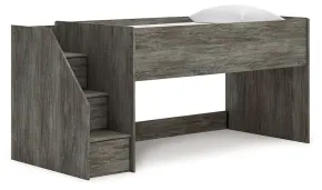 Ashley Furniture B4480B12 Ashley Furniture B4480B12 Frandern - Twin Loft Bed With Left Storage Steps - Gray