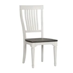 Liberty Furniture 417-C1500S Allyson Park - Slat Back Side Chair - Wirebrushed White / Charcoal
