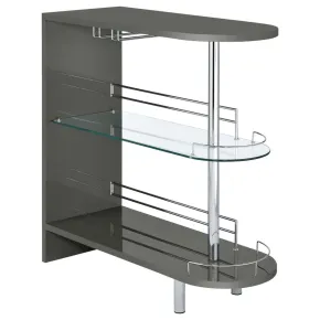 CoasterEssence 101073 Adolfo - Rectangular 2-Tier Home Bar Table - Gray High Gloss