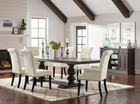 CoasterEssence 121231-S8 Phelps - 8 Piece Rectangle Dining Table Set - Distressed Noir