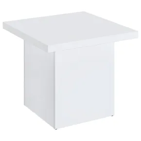Coaster Fine Furniture 710897 Devar - Square Engineered Wood Side End Table - White High Gloss