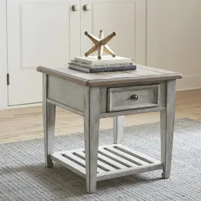 Liberty Furniture 824-OT1020 Heartland - Drawer End Table - Antique White / Tobacco Tops