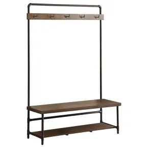CoasterEssence 902921 Alise - 5 Hook Coat Rack Hall Tree With Shoe Bench - Chestnut