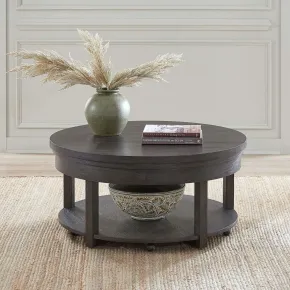 Liberty Furniture 811-OT1010 Weston - Round Lift Top Cocktail Table - Peppercorn